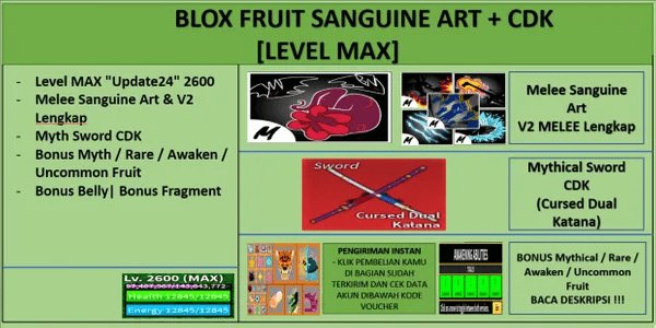 [Blox Fruit] V4 Human Fullgear T10 (Awakening) - Fruit Gas+Ttk+Sanguine Art+Shark Anchor+Cdk+Sg - {Lvl Max} Unlock All Skill