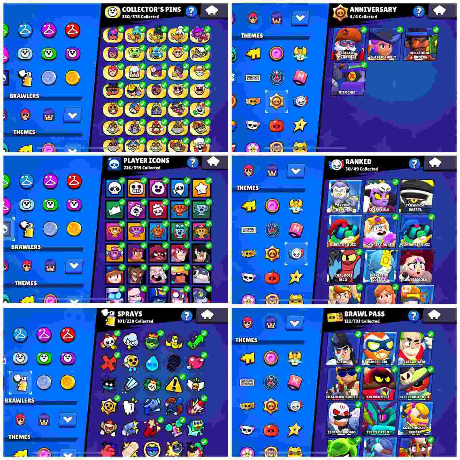 Brawl Stars 】️61K HIGHEST | TROPHIES-79 | BRAWLERS-72 | MAX  POWER(24HYPER)-12 | R30 & ABOVE-155 | TOTAL SKINS-60 | EPIC-48 | SUPER RARE-4  | LEGENDARY-4 | MYTHIC-330COLLECTOR PINS