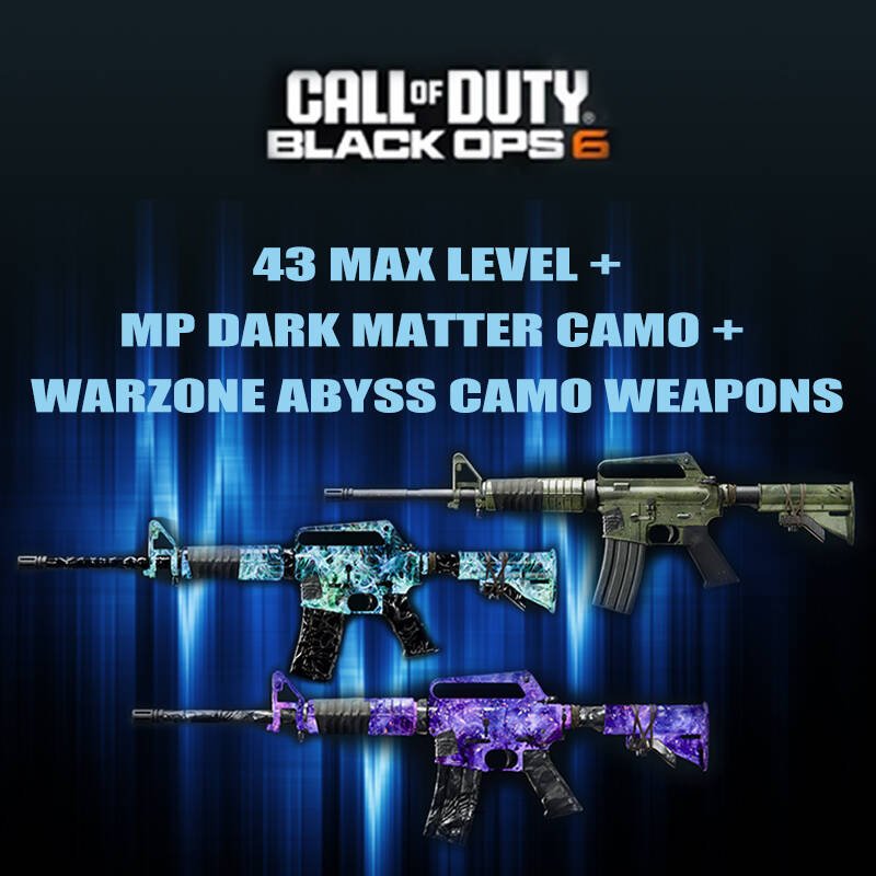 43 Max Level + MP Dark Matter Camo + Warzone Abyss Camo Weapons Accounts