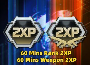 60 Mins Rank 2XP Token + 60 Mins Weapon 2XP Token