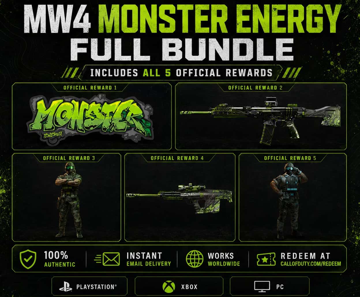 CoD MW4 Monster Energy Code Whole Set
