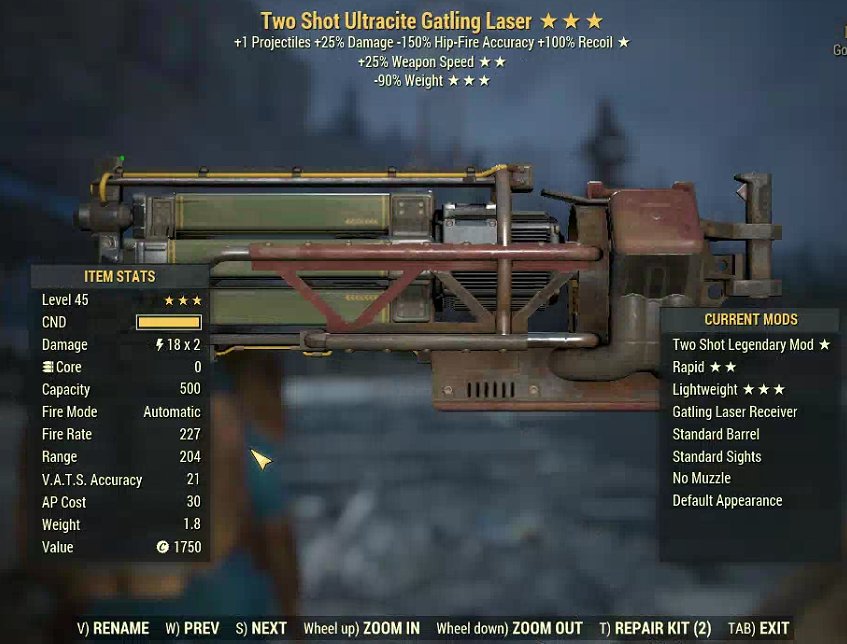Two Shot Ultracite Gatling Laser (2024)