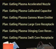Gatling Plasma Plans mods bundle ( Large/Swift/Stinging Core Receptacle/Accelerated/Gamma Wave/Calibrated )