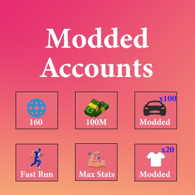 Fast Run + Max Stats,100M Cash,160RP,20x Modded Outfits,100x Modded Cars,Full Access,Xbox One