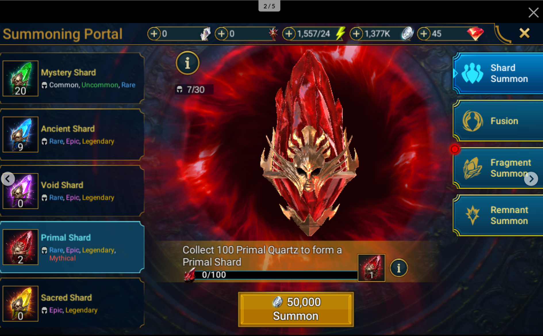 2 Primal Shards|3 Legendary|Chronicler Adelyn|Ronda|Sun Wukong |45 Gems|1557 Energy